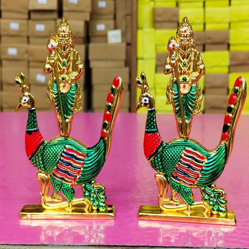Brass murugar with peacock