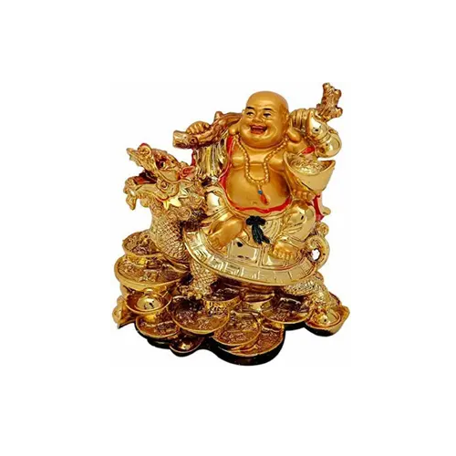 Golden Laughing Buddha on coins