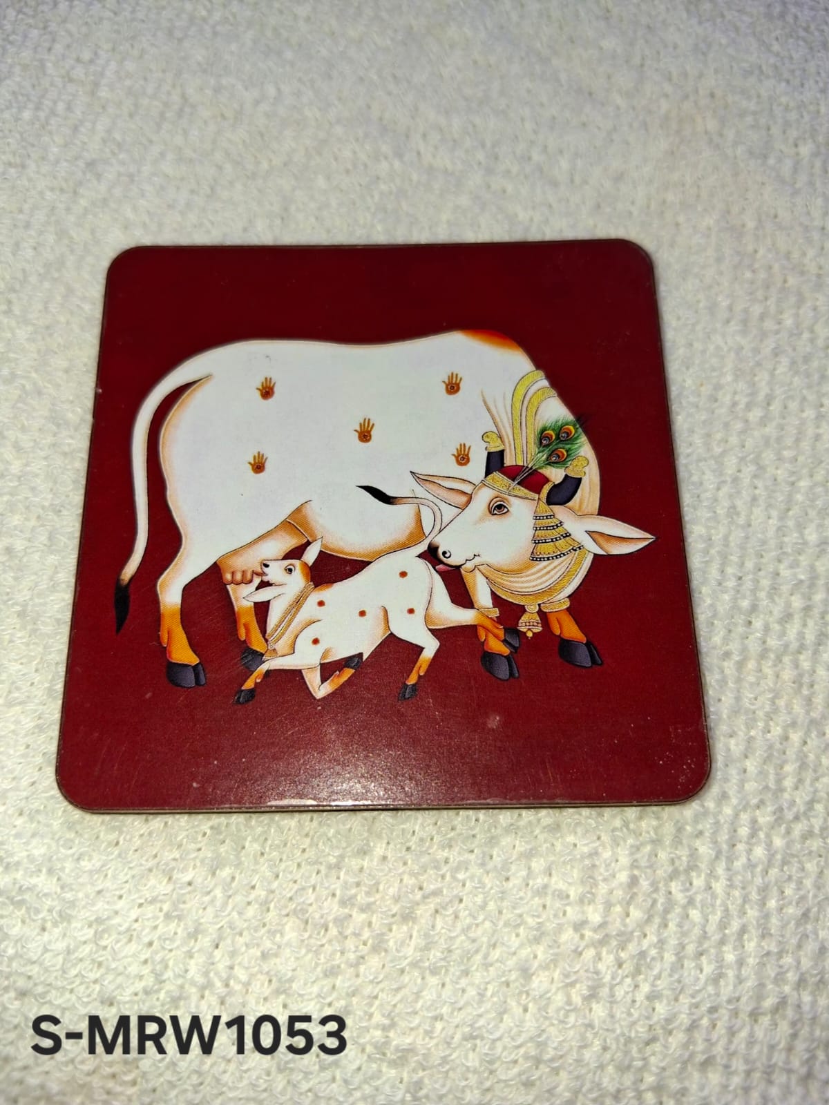 Cow and calf Pichwai printed Wooden Manai