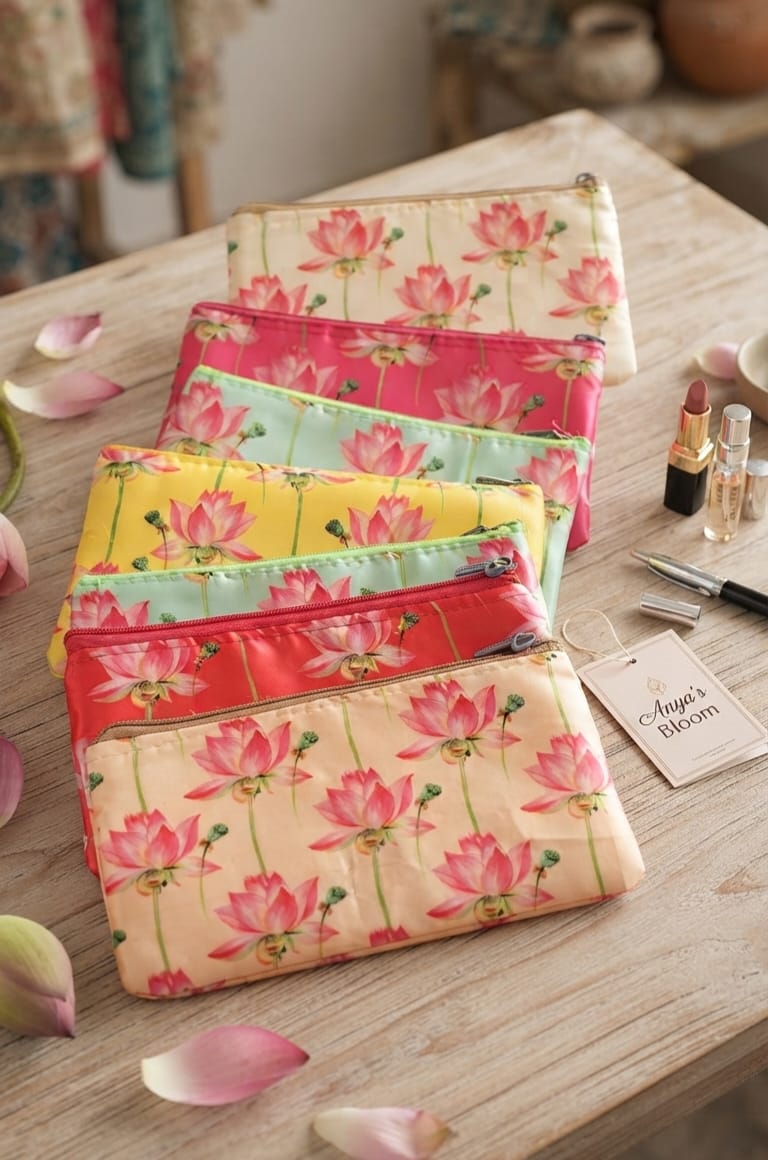 Lotus Printed Hand Purse